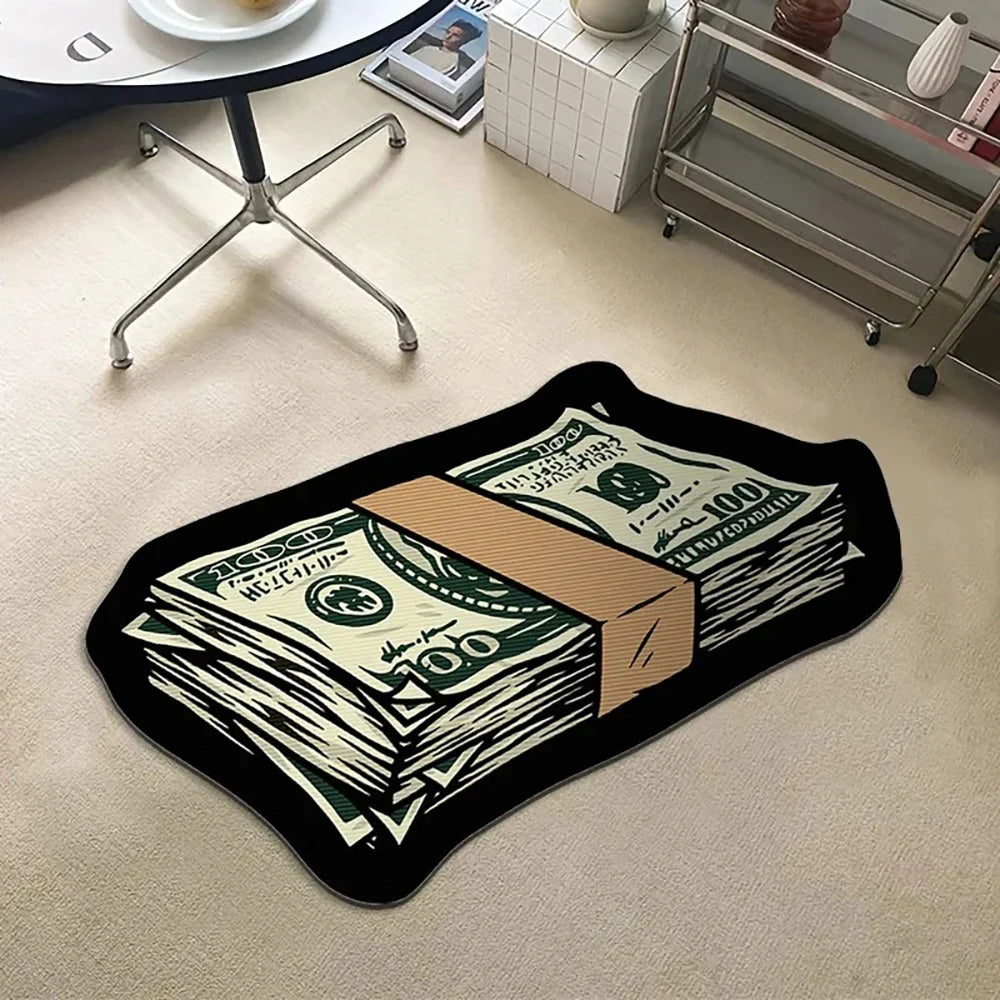VIKAMA Flannel Carpet Cartoon Dollar Entry Door Mat Entryway Rug Entry Rug Non-slip Mat  Washable Dirty Resistant Home Decor