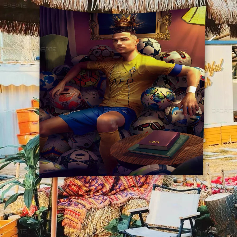 C-Cristiano R-Ronaldo CR7 Cartoon Flag Art Science Fiction Room Home Decor Wall Hanging Home Decor Banner