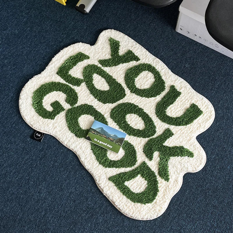 VIKAMA Funny Art Imitation Cashmere Carpet Special-Shaped Living Room Bedroom Decoration Bed Blanket Entry Door Non-Slip Mat