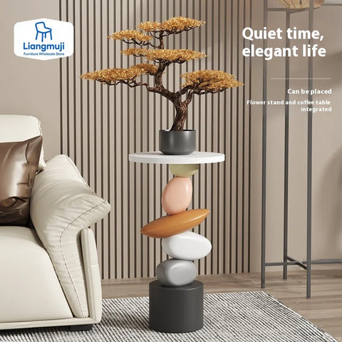 Home Decor Creative Art Statue Side Table Floor Decor Simple Style Living Room Large Floor Ornament Small Coffee Table Tea Table
