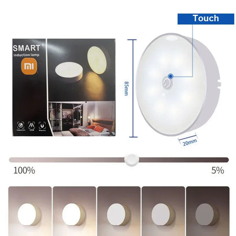 Xiaomi LED Touch Night Light 500mAh Battery USB Rechargeable Wireless Led Lamp Magnetic For Bedroom Bedside Table Lighting