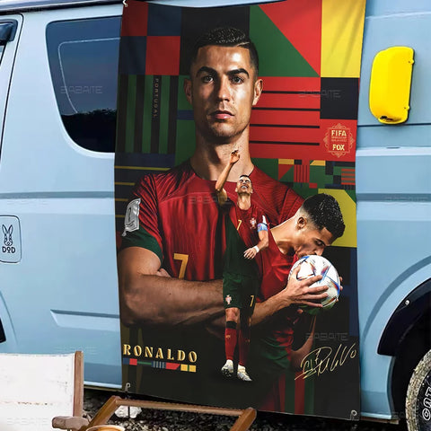 C-Cristiano R-Ronaldo CR7 Cartoon Flag Art Science Fiction Room Home Decor Wall Hanging Home Decor Banner