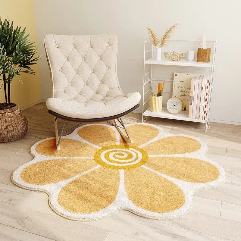 Flowers Irregular Carpet Study Reading Area Children's Bedroom Rugs Living Room Floor Mats Home Decoration Cute Art Rugs