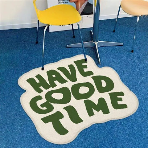 VIKAMA Funny Art Imitation Cashmere Carpet Special-Shaped Living Room Bedroom Decoration Bed Blanket Entry Door Non-Slip Mat
