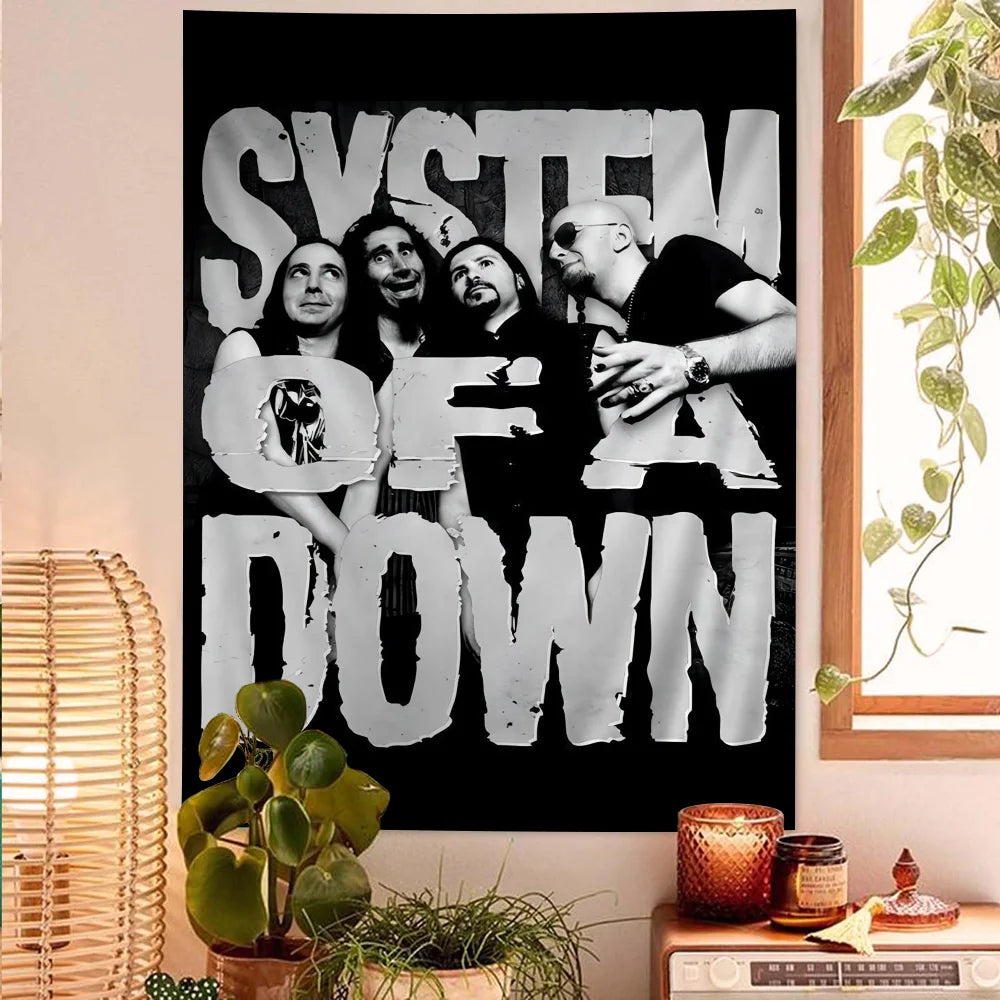 System of a Down Band Cartoon Tapestry Art Science Fiction Room Home Decor Wall Hanging Home Decor