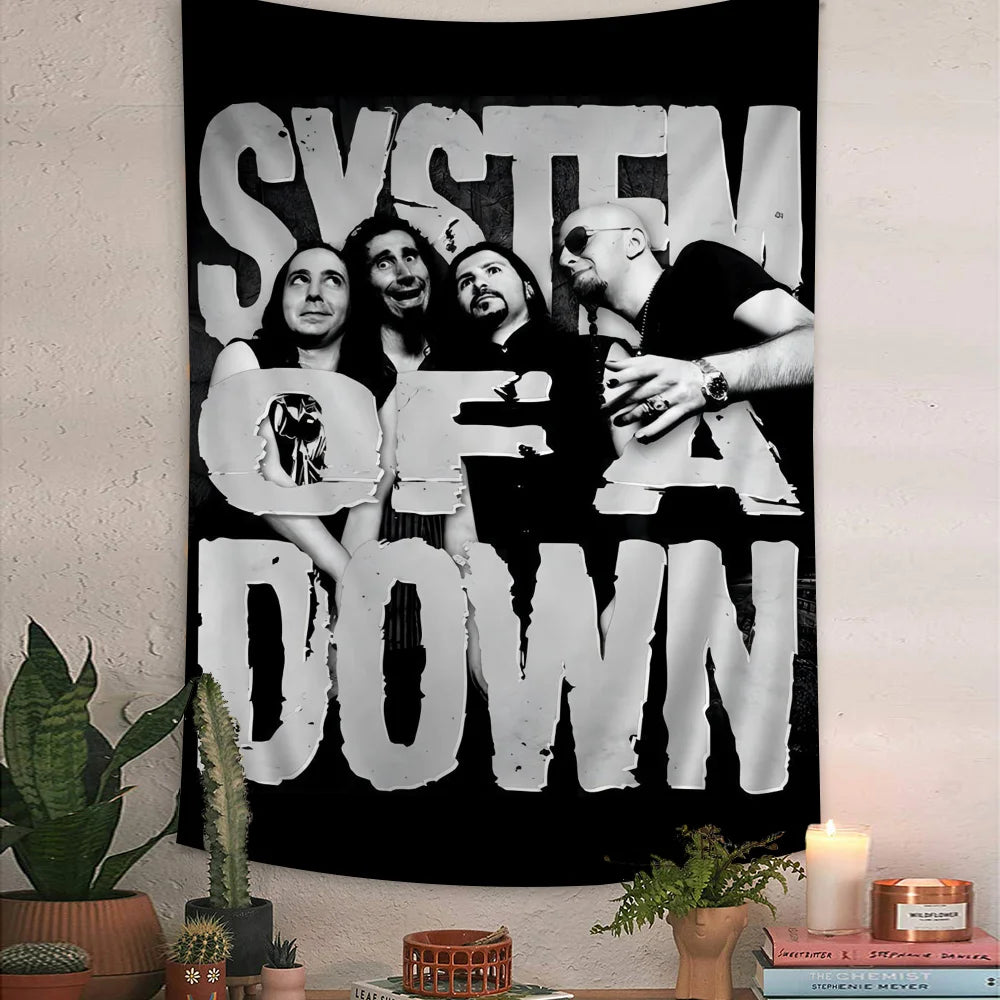 System of a Down Band Cartoon Tapestry Art Science Fiction Room Home Decor Wall Hanging Home Decor