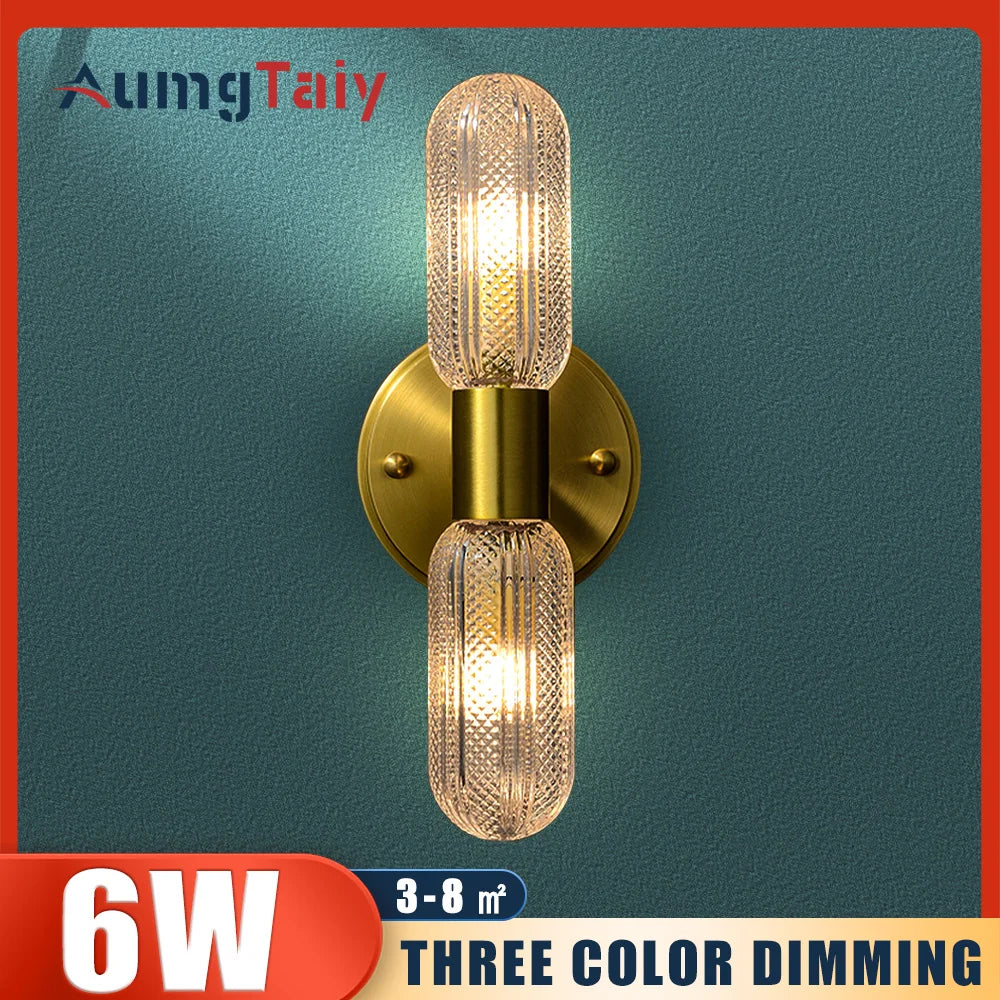 LED Light Modern Wall Light Bedroom Bedside Living Room Wall Lamp Glass Rod Nordic Aisle Corridor Interior Lighting Fixture
