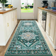 VIKAMA Bohemian Persian Flannel Rugs Hallway Kitchen Rugs Vintage Floor Carpet Long Rugs  Sofa Rugs Anti-slip Washable Home Deco