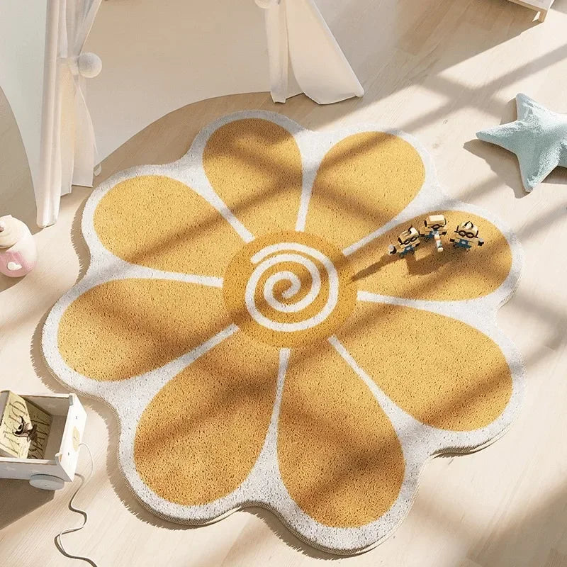 Flowers Irregular Carpet Study Reading Area Children's Bedroom Rugs Living Room Floor Mats Home Decoration Cute Art Rugs