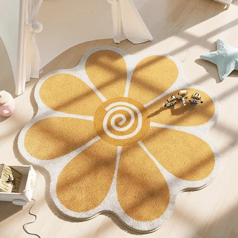 Flowers Irregular Carpet Study Reading Area Children's Bedroom Rugs Living Room Floor Mats Home Decoration Cute Art Rugs