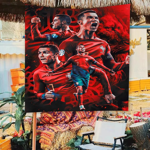 C-Cristiano R-Ronaldo CR7 Cartoon Flag Art Science Fiction Room Home Decor Wall Hanging Home Decor Banner