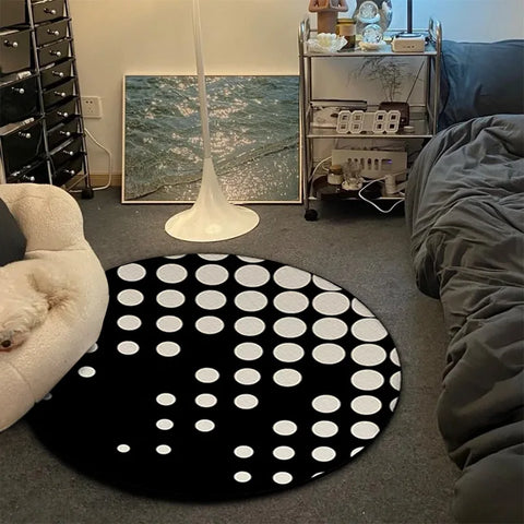 VIKAMA Black And White Simple Flannel Bedroom Carpet, Living Room Ins Style Billiards, Size 8 Sofa Carpet, Home Decoration