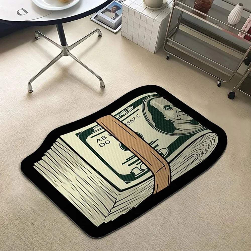 VIKAMA Flannel Carpet Cartoon Dollar Entry Door Mat Entryway Rug Entry Rug Non-slip Mat  Washable Dirty Resistant Home Decor
