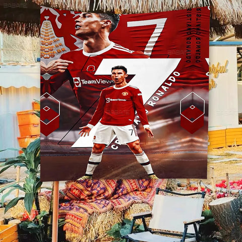 C-Cristiano R-Ronaldo CR7 Cartoon Flag Art Science Fiction Room Home Decor Wall Hanging Home Decor Banner