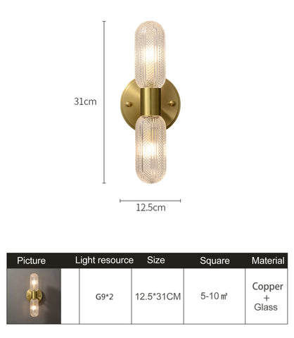 LED Light Modern Wall Light Bedroom Bedside Living Room Wall Lamp Glass Rod Nordic Aisle Corridor Interior Lighting Fixture
