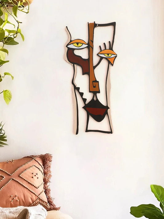 Abstract Face Wall Hanging Wooden Wall Decor Home and Office Decorative Hanging for Living Room Bedroom and Hallway Crafts Gift