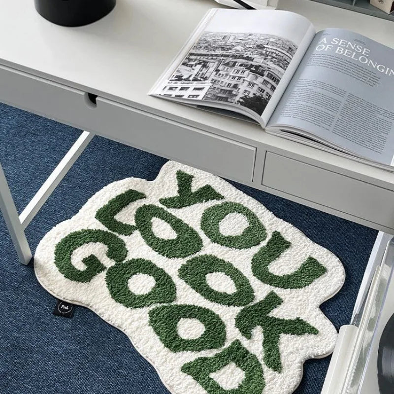 VIKAMA Funny Art Imitation Cashmere Carpet Special-Shaped Living Room Bedroom Decoration Bed Blanket Entry Door Non-Slip Mat