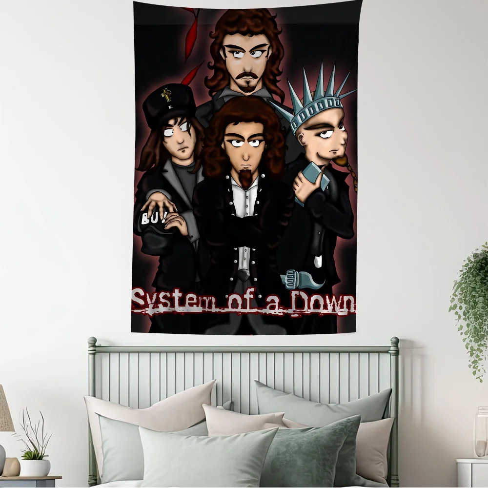System of a Down Band Cartoon Tapestry Art Science Fiction Room Home Decor Wall Hanging Home Decor