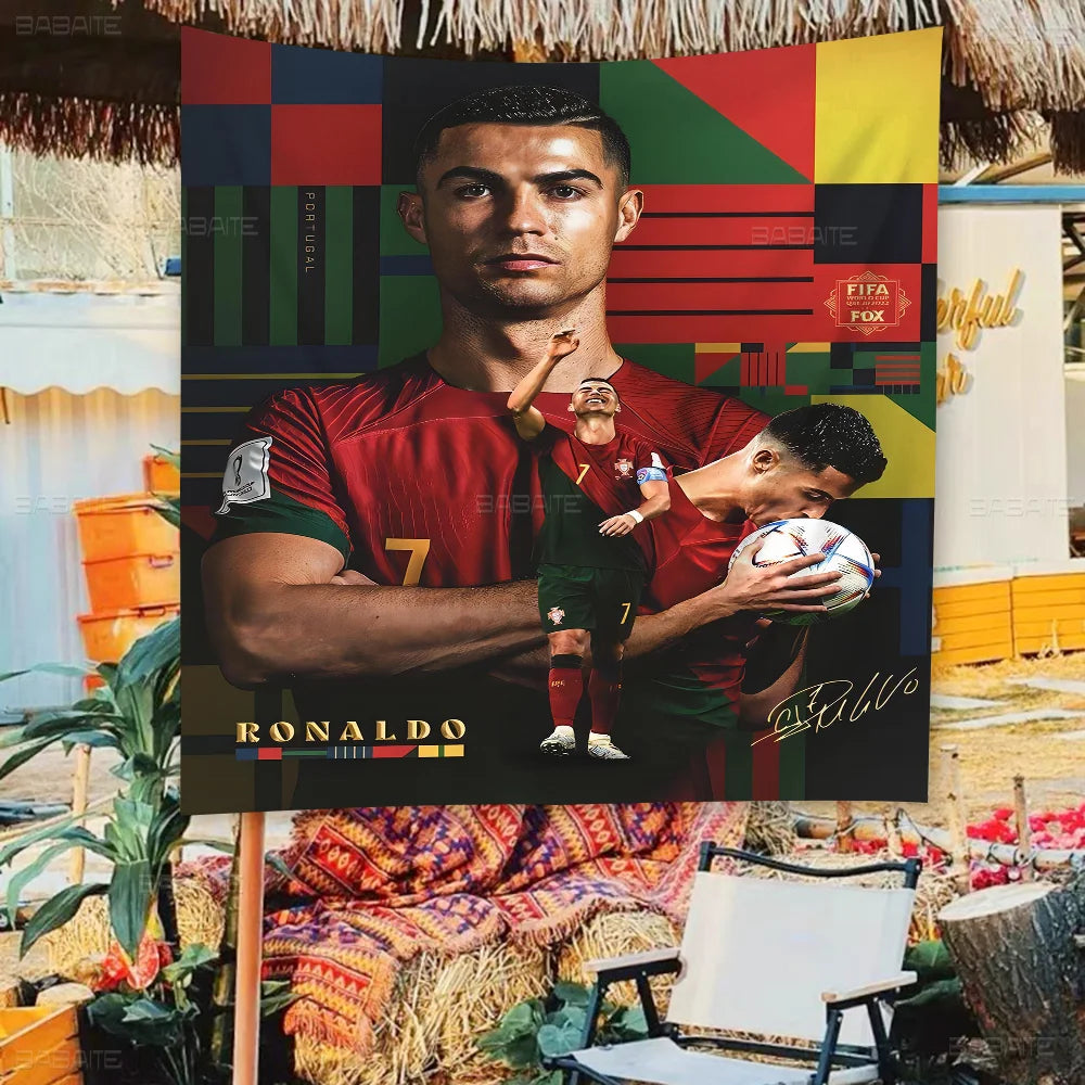 C-Cristiano R-Ronaldo CR7 Cartoon Flag Art Science Fiction Room Home Decor Wall Hanging Home Decor Banner
