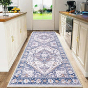 VIKAMA Bohemian Persian Flannel Rugs Hallway Kitchen Rugs Vintage Floor Carpet Long Rugs  Sofa Rugs Anti-slip Washable Home Deco