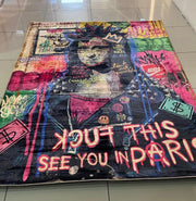 Mona Lisa Graffiti Pop Art Rug Pop Art Rug Unique Rug Cool Painting Modern Portrait Modern Home Art Rugs Colourful Paint Doormat