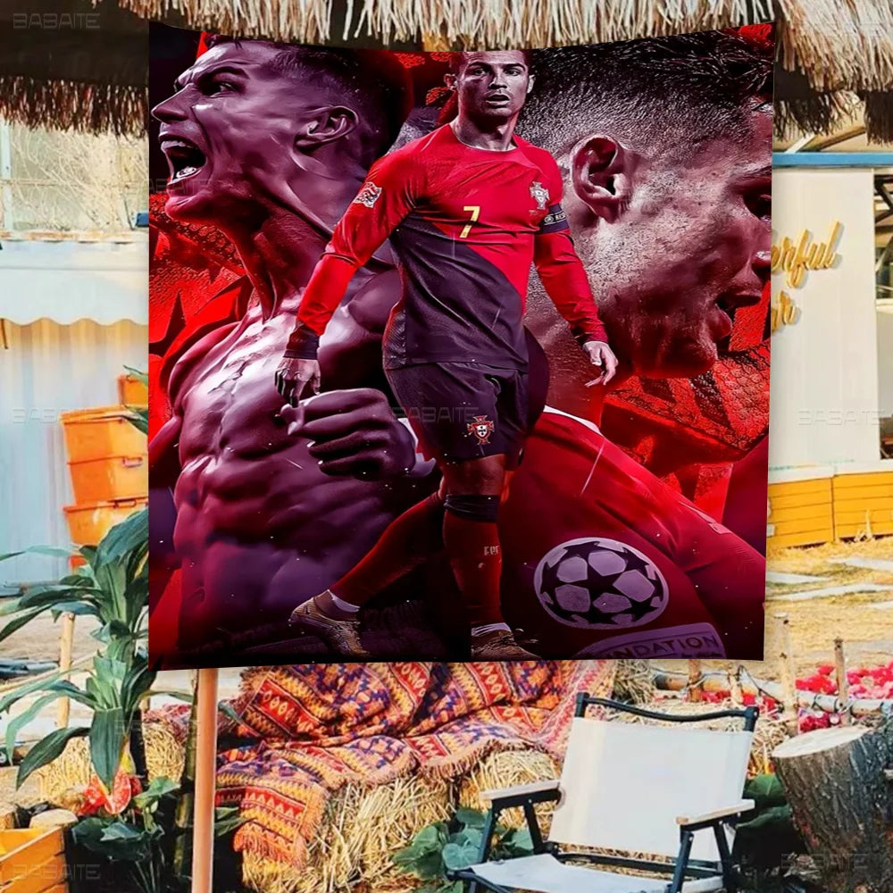 C-Cristiano R-Ronaldo CR7 Cartoon Flag Art Science Fiction Room Home Decor Wall Hanging Home Decor Banner