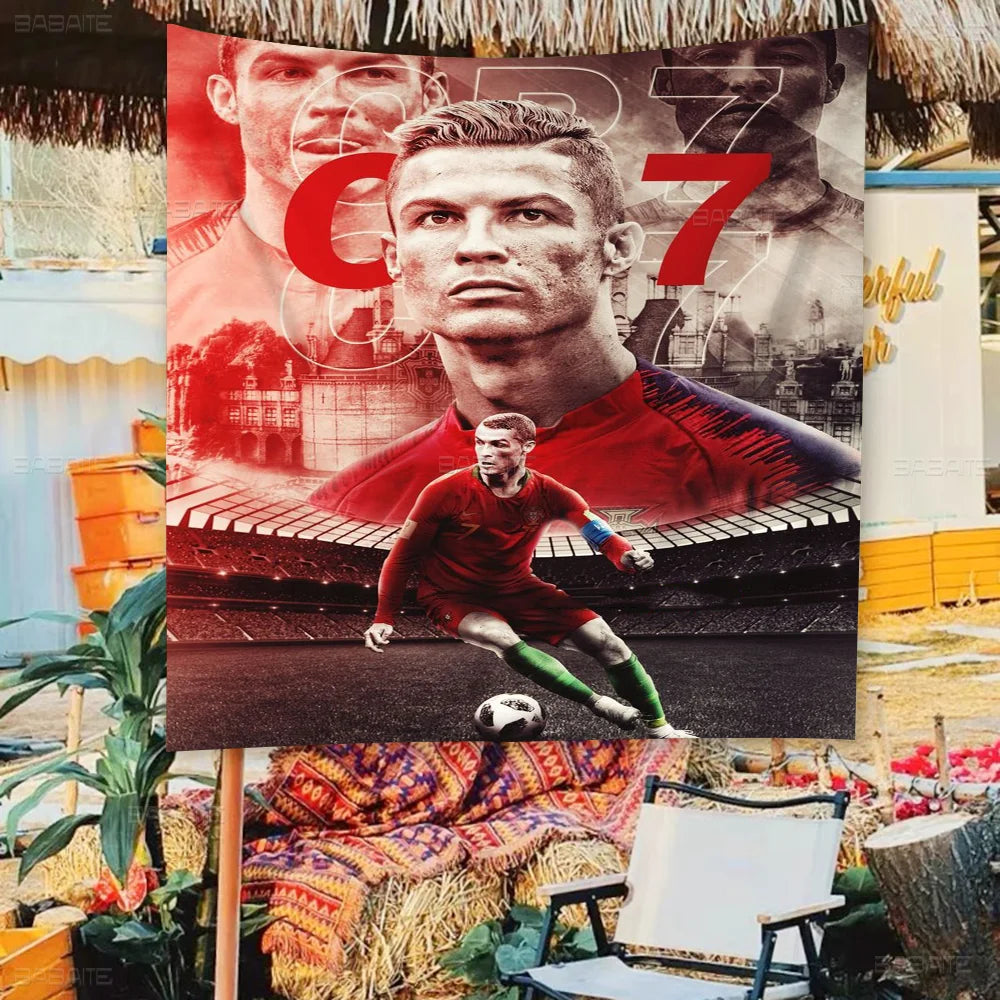 C-Cristiano R-Ronaldo CR7 Cartoon Flag Art Science Fiction Room Home Decor Wall Hanging Home Decor Banner