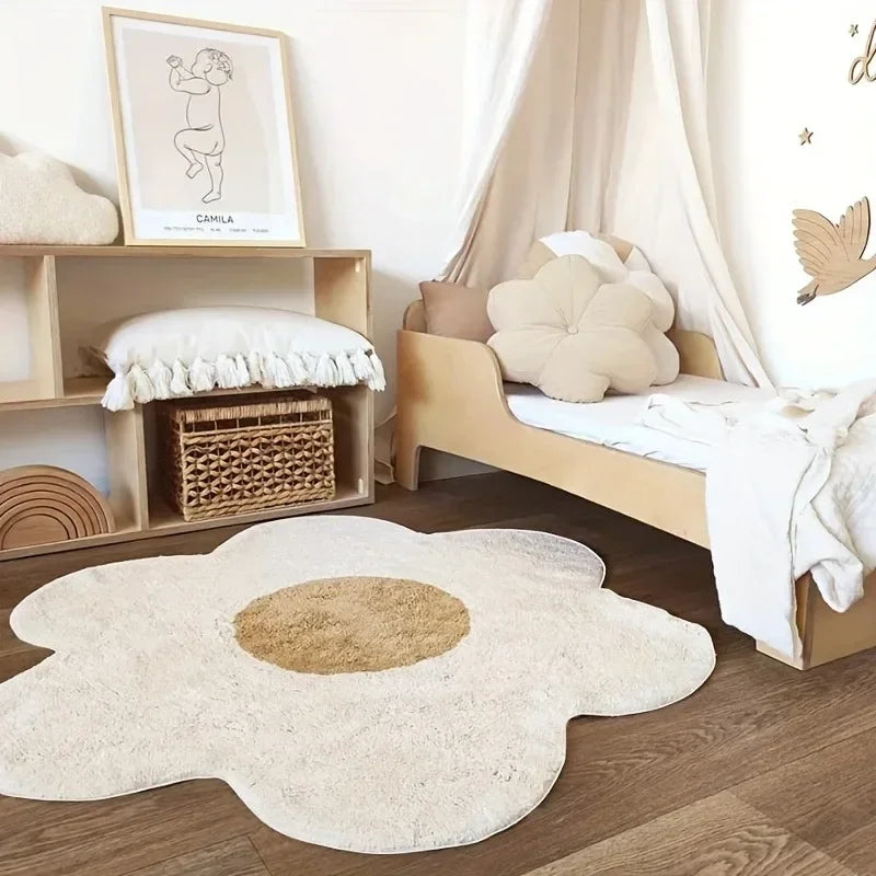 Flowers Irregular Carpet Study Reading Area Children's Bedroom Rugs Living Room Floor Mats Home Decoration Cute Art Rugs