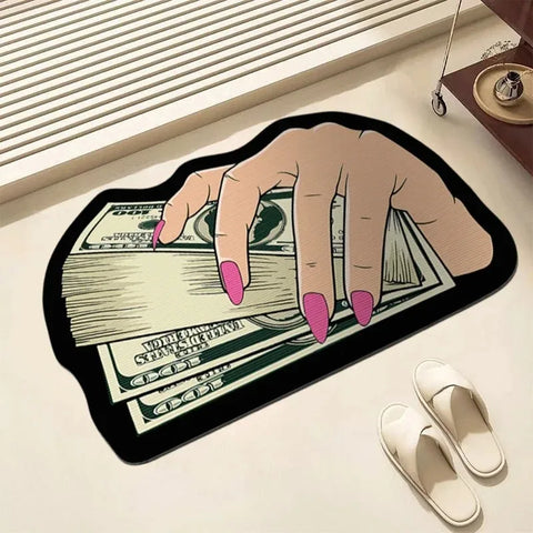 VIKAMA Flannel Carpet Cartoon Dollar Entry Door Mat Entryway Rug Entry Rug Non-slip Mat  Washable Dirty Resistant Home Decor